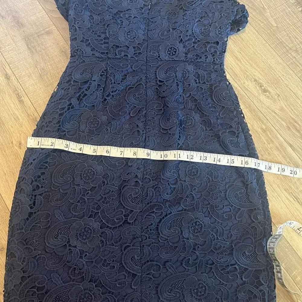 Likely Driggs Navy Blue Lace Dress Midi size 0